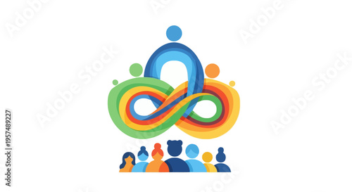 Colorful Infinity People Icon: Diverse Community, Interconnectedness, Unity & Inclusion Symbol