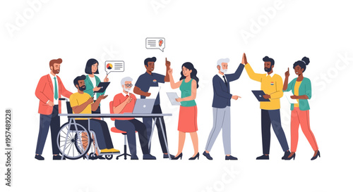 Multigenerational and Multi-ethnic Teamwork: Diverse Professionals Collaborating, Brainstorming, and Achieving Goals in an Inclusive Workplace