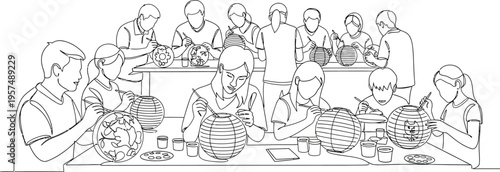 group of people sitting at tables eating