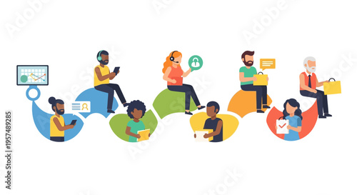 Connected Diverse People in Digital Network: Online Communication, E-commerce, Customer Service & Data Exchange