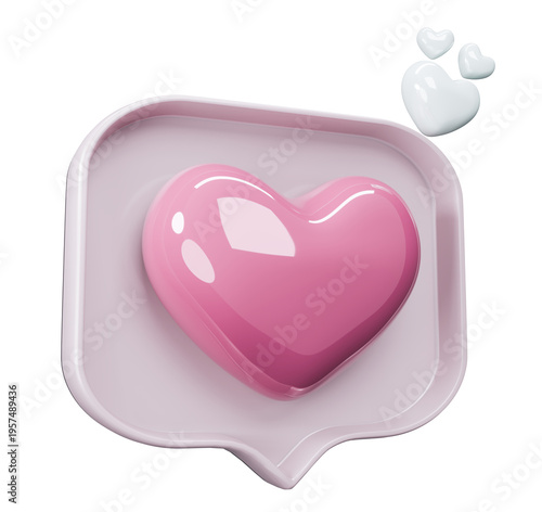 3D Glossy Pink Heart Like Icon