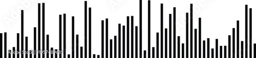 A minimalist representation of black vertical bars forming a data visualization chart