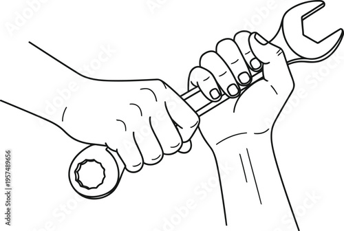 A black and white line drawing of baby jesus sleeping peacefully inside a wooden manger bed