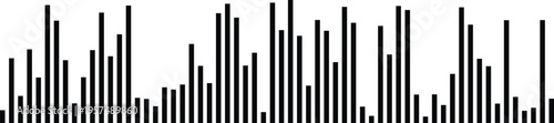 Abstract data visualization showing a series of vertical black bars of varying heights