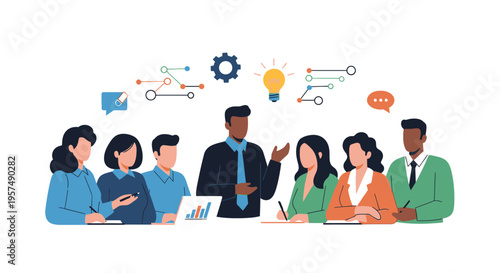 Diverse Business Team Meeting for Collaboration, Brainstorming, and Innovation. Professionals Developing Strategy, Sharing Ideas, and Working Together. Modern Teamwork Concept.