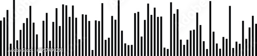 A minimalist black and white bar graph displaying irregular vertical data fluctuations