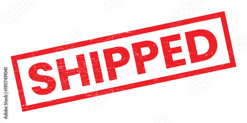 Red Shipped Stamp Overlay with Textured Effect Isolated on White Background