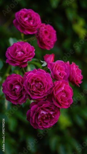 A Vibrant Bunch of Pink Roses Captivating the Garden with Their Lush Blooms and Rich Color, Adding Beauty and Elegance to Any Floral Display