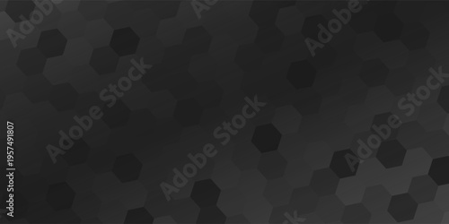 Abstract pattern background. Hexagon shape with black gradient faded to gray. Texture design for publication, cover, poster, brochure, flyer, banner, wall. Vector illustration.