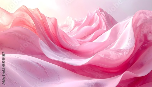 Abstract Pink Fabric Waves Flowing Softly with Gentle Light.