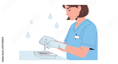 Medical professional performing laboratory test with pipette and sample kit