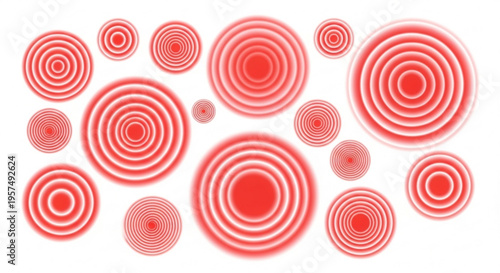 This seamless vector wallpaper features a decorative pattern of red and white circles in a spiral swirl design, creating a round texture element with a target-like illustration