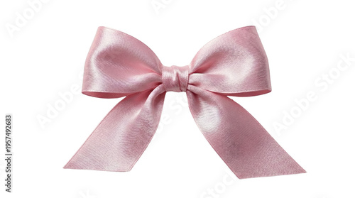 Tableau sur toile Soft pink satin ribbon bow on transparent background
