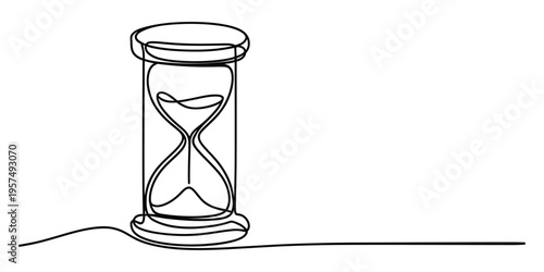 Minimalist Continuous Line Drawing of an Hourglass