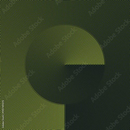 Green halftone dot wave pattern representing plant growth and photosynthesis. Abstract vector illustration for bioenergy and environmental sustainability.