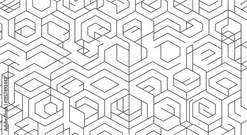 Geometric pattern of interconnected hexagons and lines clean design abstract