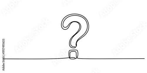 Minimalist Continuous One-Line Drawing of a Question Mark