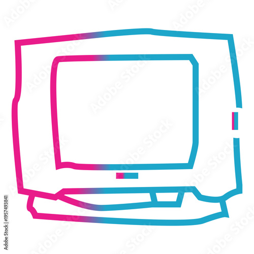 old tv retro gradient icon style vector illustration, technology for watching movie and drama.