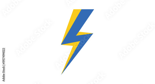 Dynamic blue and yellow lightning bolt graphic symbol representing energy power