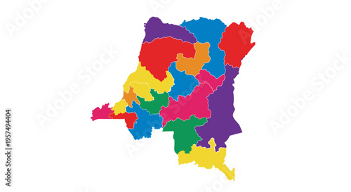 Colorful administrative map of democratic republic of congo divided into provinces