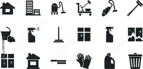 Auto Repair and Car Mechanic Service Icon Set featuring Engine Diagnostics, Vehicle Maintenance, Wheel Alignment, Car Battery, and Professional Garage Tools