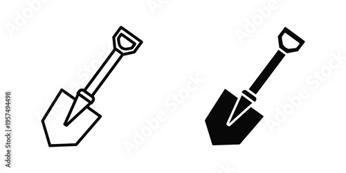 two shovels digging in soil flat design vector illustration