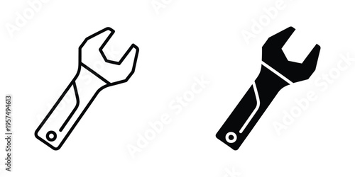 Photos adjustable wrench tool isolated flat design vector illustration
