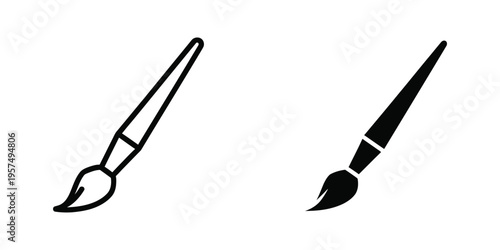 minimalist calligraphy pen and brush set flat design vector illustration