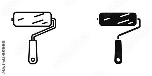 white and black paint rollers cleaning process flat design vector illustration