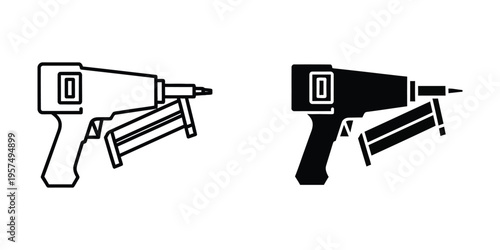 handgun weapon firearm side view flat design vector illustration isolated on white