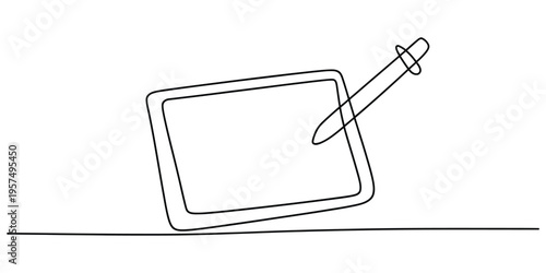 Continuous Line Drawing of a Digital Tablet and Stylus