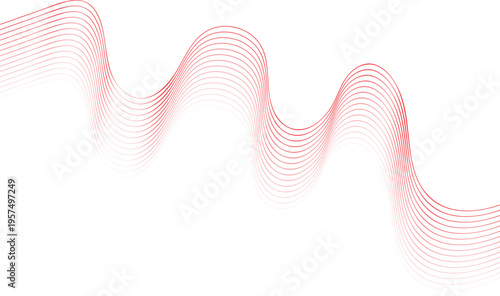 Flowing red gradient lines forming waves on a white background abstract background vector
