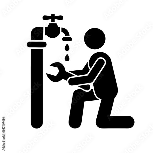 Simple Black Karate Fighter Silhouette Icon with Martial Arts Kick Pose