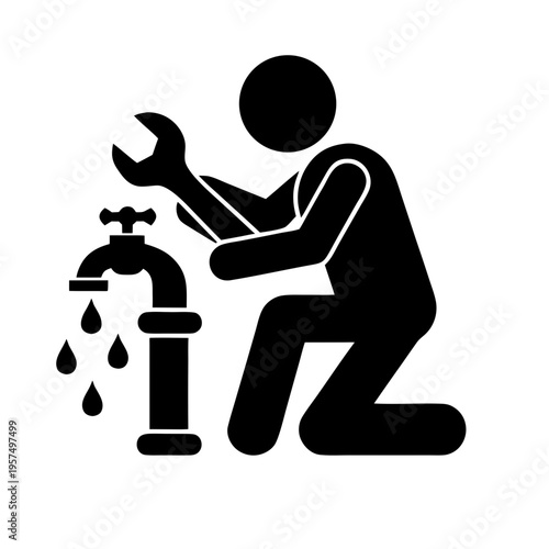 Simple Black Karate Fighter Silhouette Icon with Martial Arts Kick Pose