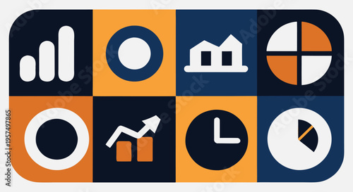 Minimalist info graphics collection for annual reports and time management business studies