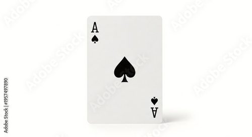 A single playing card with an ace of spades on a white background