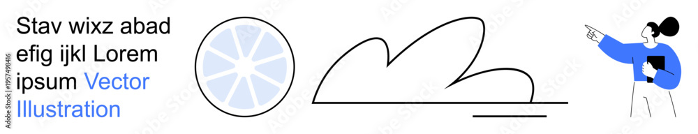 Obraz premium Creativity, concepts, brainstorming, abstract art, modern design, communication. A person gesturing with abstract shapes and a graphic concept. Creativity and brainstorming ideas