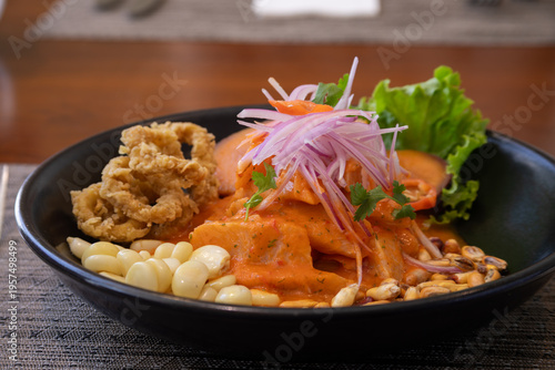 A typical dish of Peruvian cuisine