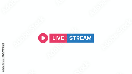 Live Stream Icon with Play Button for Online Video Broadcasting