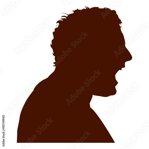 Man shouting profile silhouette