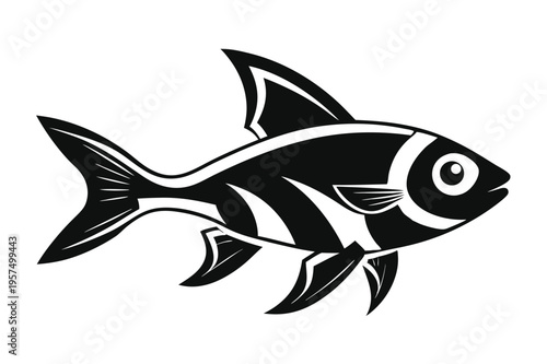 neon tetra silhouette line art vector illustration