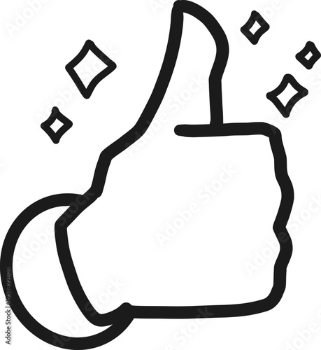 선으로 된 좋아요 반짝반짝 엄지척 손가락