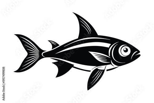 neon tetra silhouette line art vector illustration