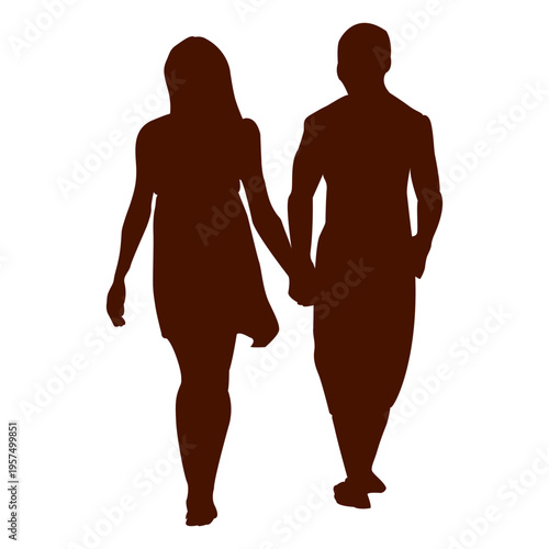 Couple family romantic walk silhouette