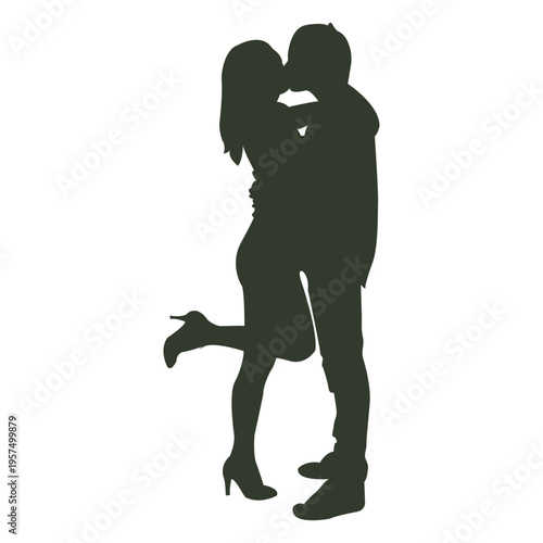 Couple kissing silhouette hihills