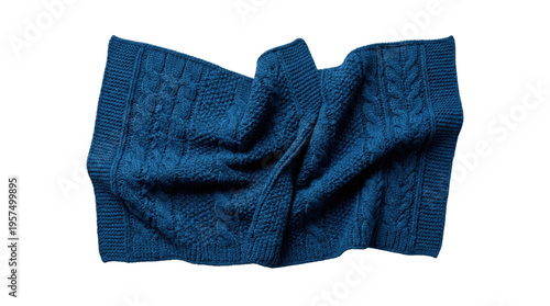 Fototapeta Teal blue cable knit wool blanket texture