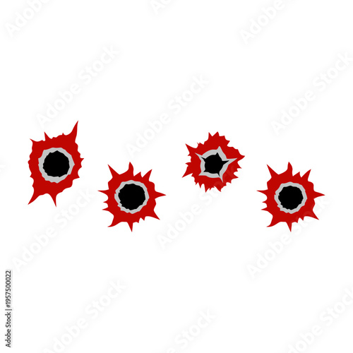 Gunshot Bullet Hole with Blood Splash Effect Vector Illustration