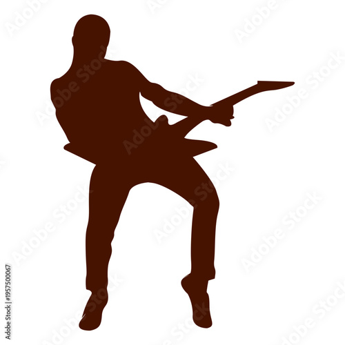 Guitarist with electric guitar silhouette