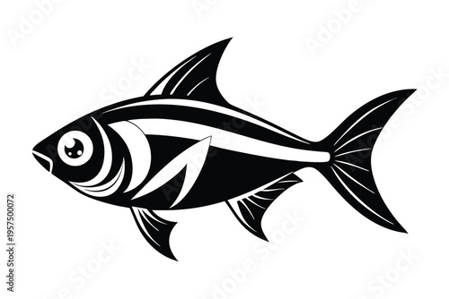 neon tetra silhouette line art vector illustration
