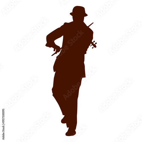 Music violin musician with hat silhouette
